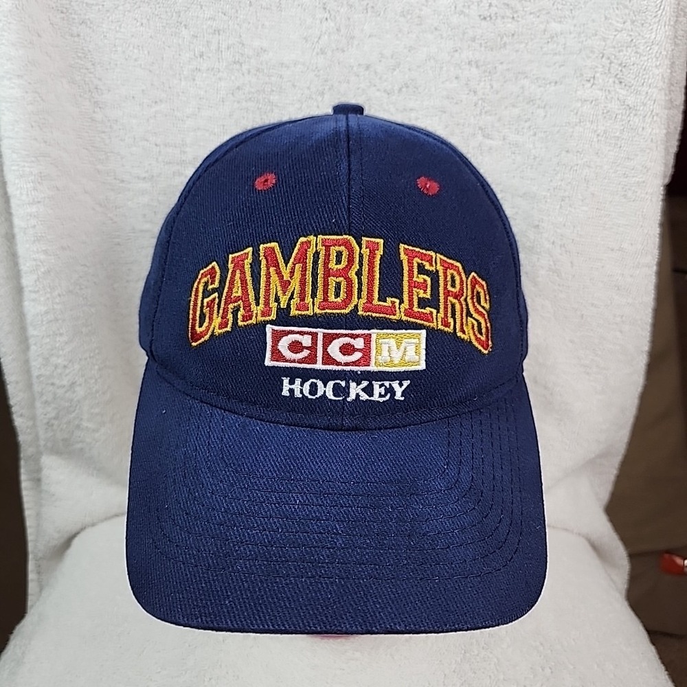 VTG Green Bay Gamblers Minor League Hockey Blue Snapback Hat Cap CCM 90s